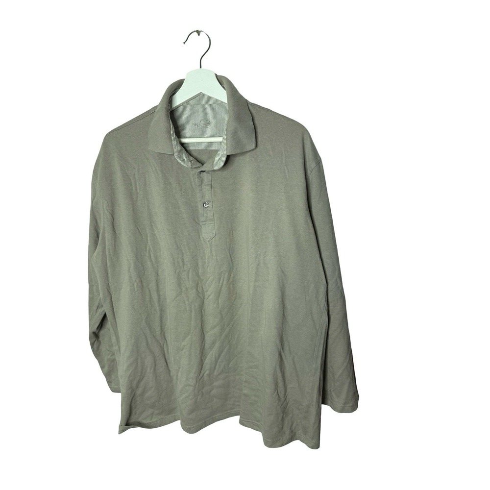 Van Laack Men's Polo Golf Shirt Lufthanza Gray Cotton Blend Long Sleeves Size XL